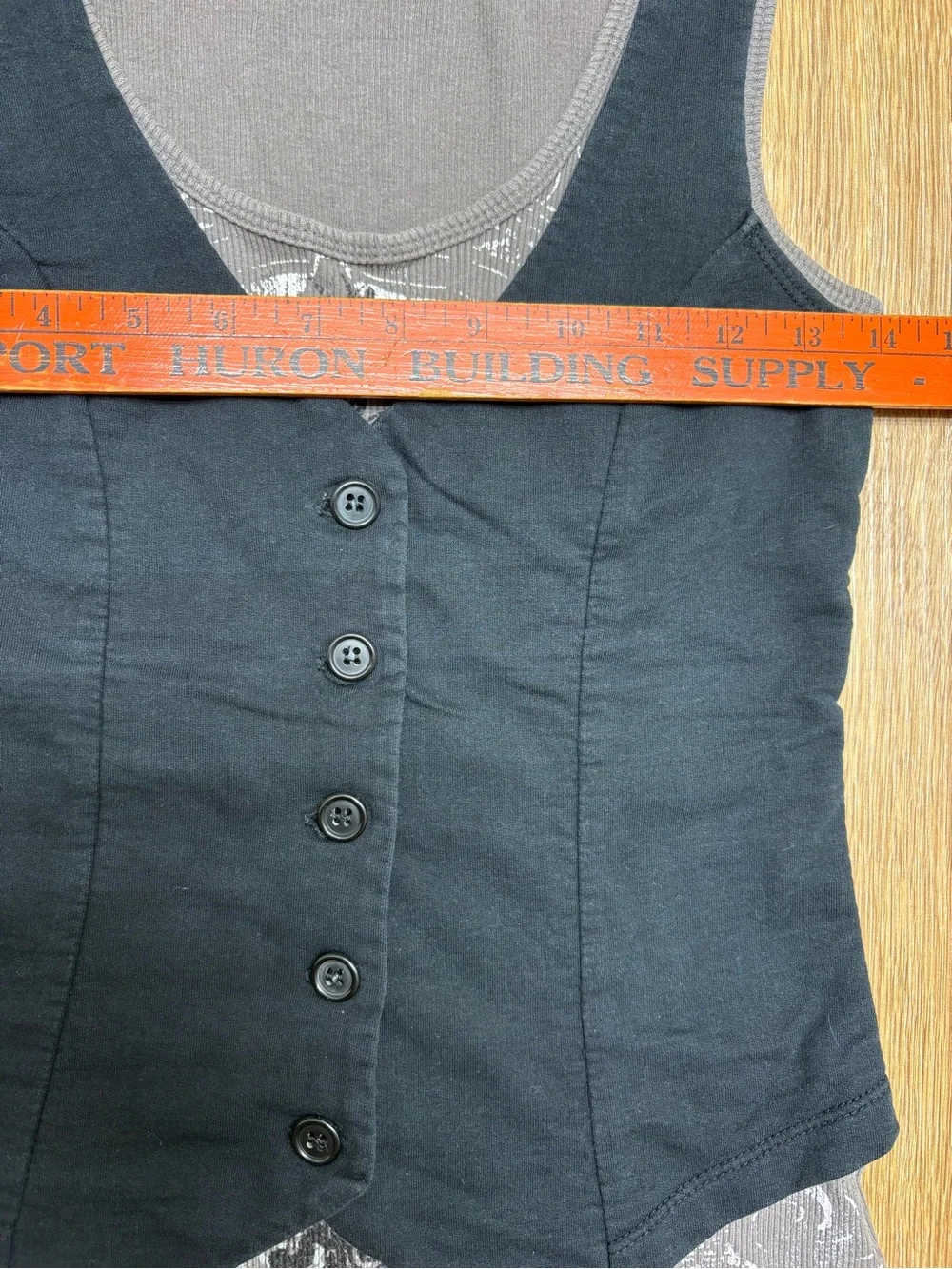Piper Black Layered Vest Tank with Printed Gray Underlay